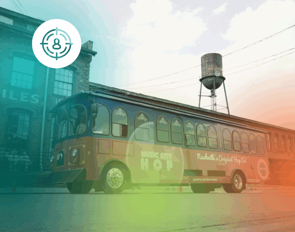Music City Hop trolley showcasing Nashville tourism brand enhancement