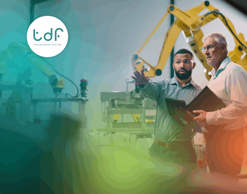 The Deciding Factor marketing agency: professionals reviewing medical device manufacturing process, illustrating healthcare marketing expertise.