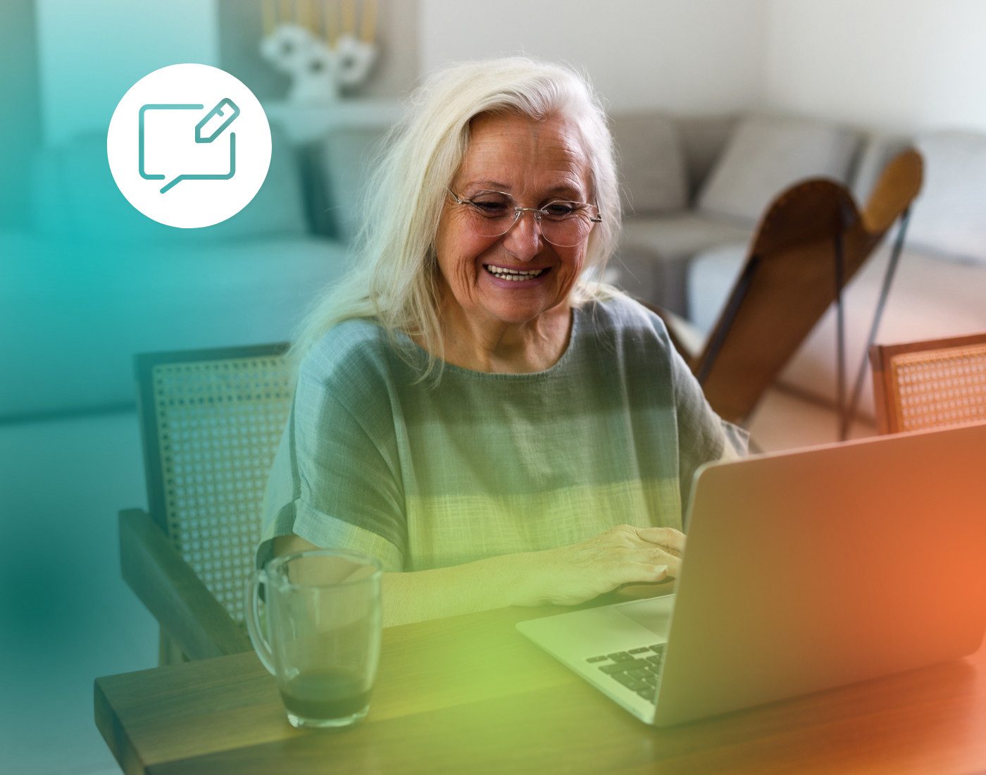 Woman using laptop illustrating healthcare marketing clarity and patient engagement.